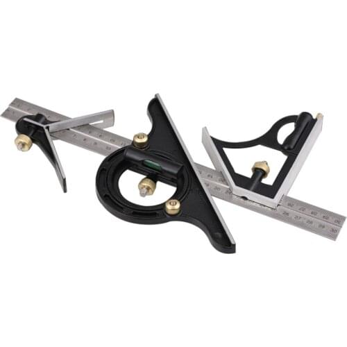 Stainless Steel Protractor Angle Finder 180 Degree Angle Center Positioner Level Horizontal Ruler Measuring Tools 300mm