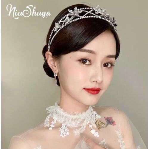 NiuShuya New Girls Headdress Princess Crown Luxury Crystal Wedding Rhinestone Alloy Hairband Hair Accessories for Bridal
