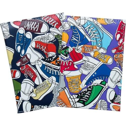 Etaofun Colorful Print Canvas Shoes Passport Cover Women Fashion PU Leather Passport Holder Men Credit Card Holder For Passport