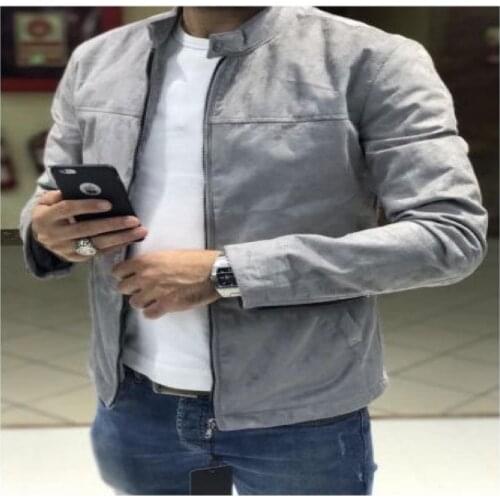 Autumn and Winter new deerskin velvet jacket solid color slim fit men‘s jacket fashion casual workwear outwear