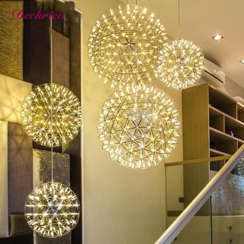 Modern Spherical Firework Art Shape Chandelier Led Pendant Light For Kitchen Chandelier Ball Home Lighting Hanging Fixture