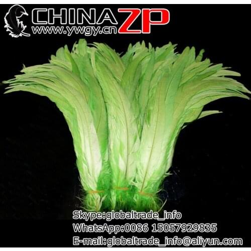 Retail and Wholesale from CHINAZP Factory 500pieces/lot 30~35cm(12~14inch) Beautiful Dyed Light Green Rooster Tail Feathers