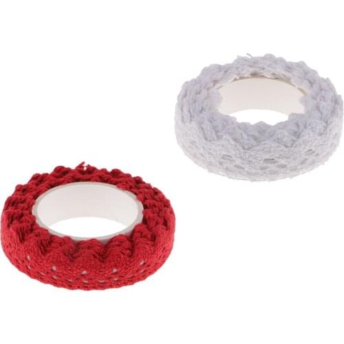 2 Yards Self Adhesive Cotton Lace Sticky Ribbon Tapes for Photo Album Scrapbook Wedding Party Card Making Decoration 15mm Wide