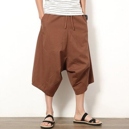 Drawstring Elastic Waist Shorts Men Loose Harem Bloomers Leg Big Size 5XL Beach Bermuda Summer Sweatpants Black Hip Hop Vintage