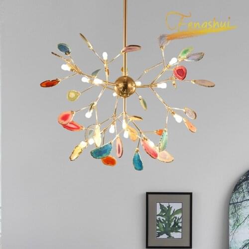Modern LED Chandeliers Nordic Creative Agate Chandelier Lighting Bedroom Dining Room Living Room Indoor Decoration Hanging Lamps