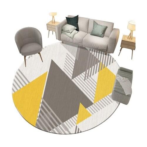 Light Luxury Round Geometric Carpet Art Style Bedroom Living Room Chair Home Non-Slip Mat