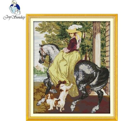 Joy sunday figure style The lady in the horse counted free cross stitch patterns Christmas home decorations for 14CT and 11CT