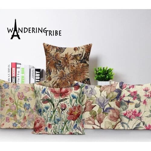 Vintage Decorative Cushion Covers Spring Pillow Covers Tropical Print Pillow Case 45 * 45 Luxury Cover Pillows Linen Pillowcases