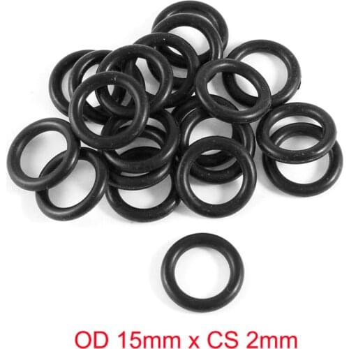 OD 15mm x CS 2mm NBR Black Nitrile Rubber Sealing O Ring Seal Washer Grommets