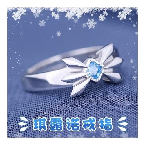Japan Anime Touhou Project Cirno Cosplay S925 Silver Ring Fashion Adjustable Men Women Jewelry Birthday Xmas Gift