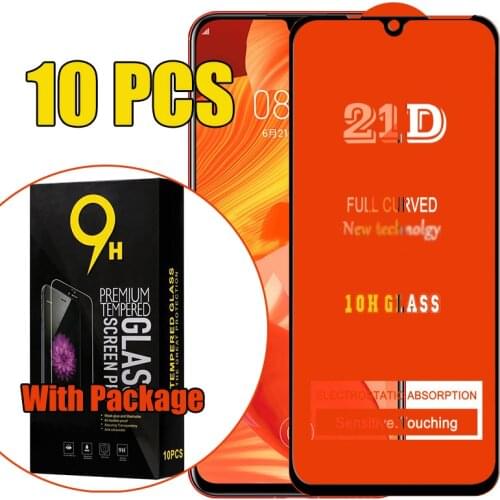 10pcs Full Glue 21D Tempered Glass Screen Protector For Huawei P50 P40 Lite E Mate 40 30 Y5P Y6P Y7P Y8P Y8S Y7A Y9A Package
