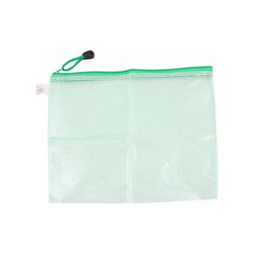 Green Plastic Zipper Closure Stationery File Bag 28.5cm x 22cm for B5 Paper