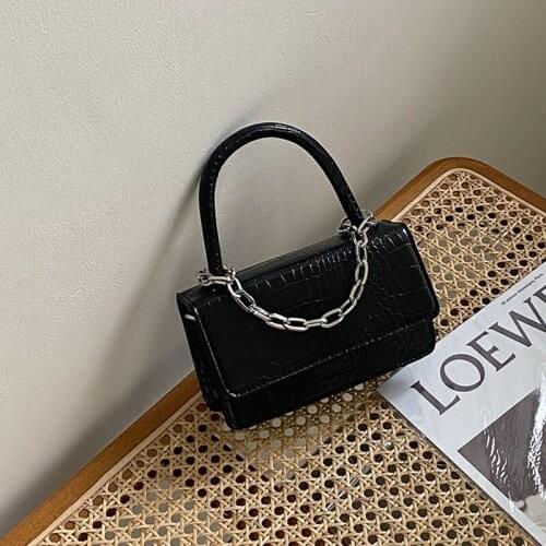 High Quality PU Cover Women Messenger Bag Vintage Crocodile Pattern Chain Woman Handbag Solid Magnetic Buckle Square Womens Bag