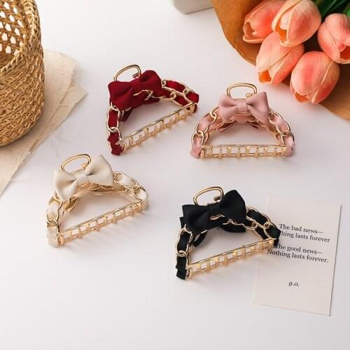 2020 New Korean Style Ins Simple Cute Women Hair Clips Bow Metal Hair Claws for Girl Fashion Hair Accessories