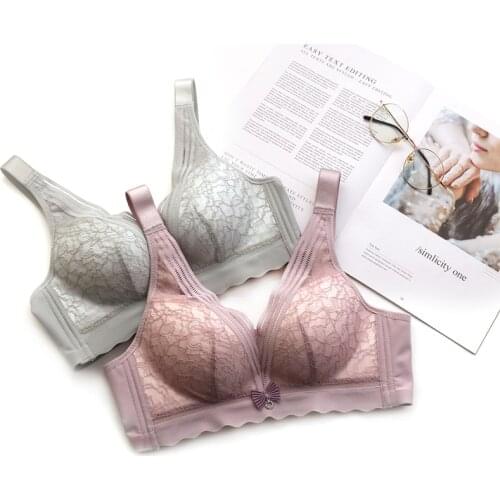 Small Chest Wire Free Sexy Lace Women Bra Thin Cup 80C 85C 90C Push Up Women Underwear Wireless Cotton Sexy Lace Floral Vset Bra