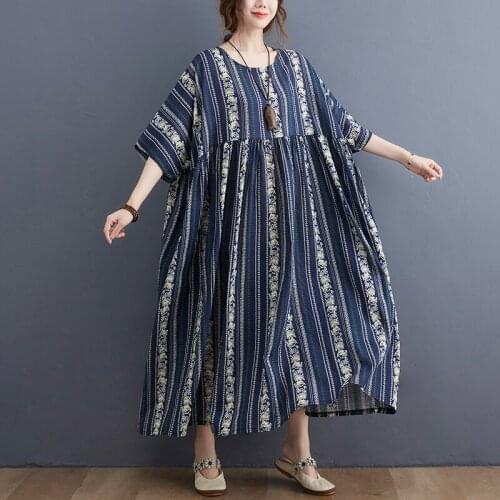 Oversized Sundress 2021 New Arrival Short Sleeve Loose Summer Dress Print Floral Holiday Travel Casual Women Beach Style Dress