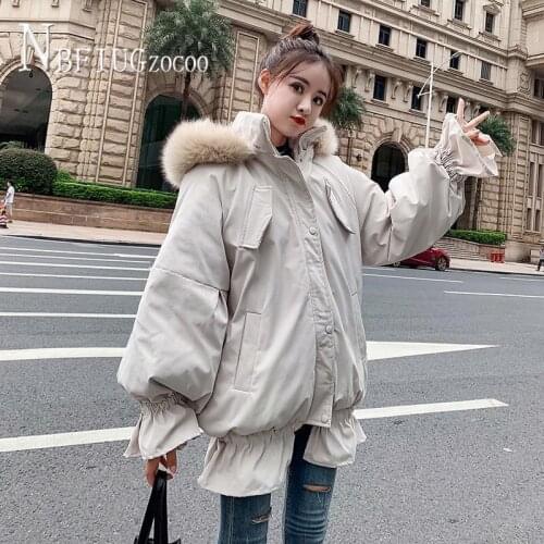 2020 Winter New Ruffles Thick Long Style Women Parkas Hooded Kawaii Rabbit Ear Female Overcoat