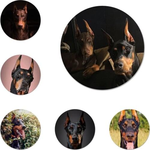 58mm Animal Dachshund Doberman dog Icons Pins Badge Decoration Brooches Metal Badges For Clothes Backpack Decoration