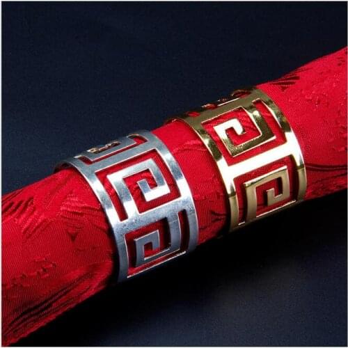 10Pcs/Lot High - grade gold and silver stainless steel napkin ring hotel wedding napkin deduction cloth ring wedding supplies