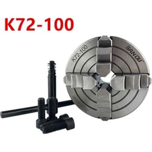 100mm 4 Jaw 4" Lathe Chuck Independent & Reversible Jaw SANOU K72-100 for CNC Drilling Milling woodworking