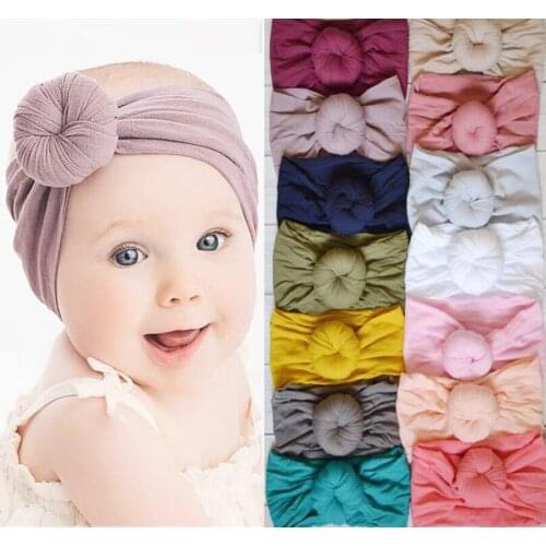 Nylon Turban Knot Nylon Headwrap, Stretch Super Soft Nylon Baby Headband, One Size Fits all,Round Knot Turban Headband