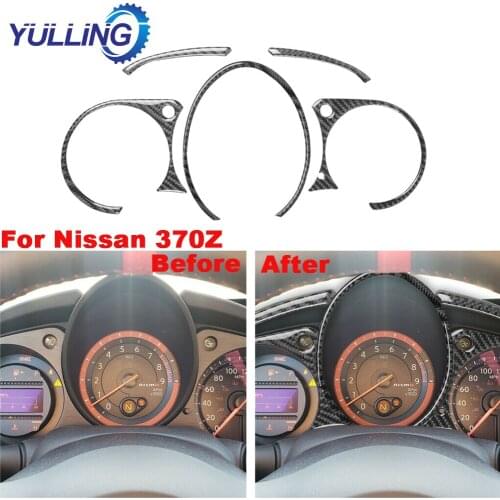 YULLING 5pcs Carbon Fiber Dashboard Instrument Cluster Board Trim Speed Panel Cover Stickers For Nissan 370Z 2009-2020