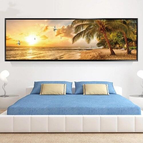 5D Diy Diamond Painting Cross Stitch Beach Painting by numbers Dusk Sea full square round Diamond Embroidery Seascape