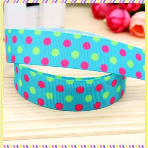 7/8'' Free shipping polka dots printed grosgrain ribbon hair bow headwear party decoration wholesale OEM 22mm H4207