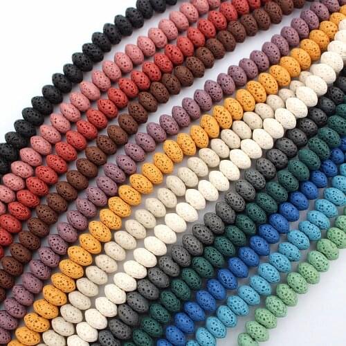 8x5mm 10x6mm Natural Lava Rock Beads Rondelle Stone Loose Spacer Beads 14 Colors DIY for Jewelry Earrings Making 1 pack