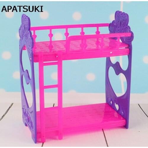 Kids Play House Toys Doll Accessories DIY Assembly Dolls Plastic Bunk Bed For Kelly dolls Furniture For Barbie Dollhouse