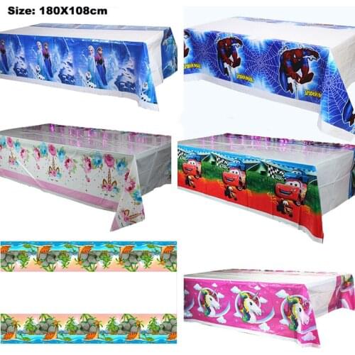 180X108cm Unicorn Dino Cartoon Animial Disposable Tablecloth PVC Oilproof Table Cover Kids Baby Shower Birthday Party Decoration
