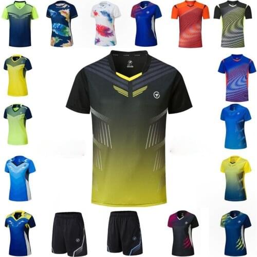 Male-Femal-Child Tennis T-Shirts , OV- Collar Quick Dry Tennis T-Shirt, Girls Badminton Clothes ,Boys Kit Table Tee Shirt Shorts