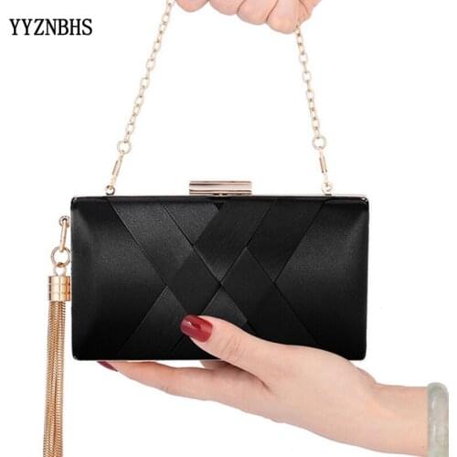 Hot Lady Clutch Bag With Metal Tassel Chain Shoulder Handbags Classical Style Small Purse Day Evening Clutch Bags Bolsa Feminina