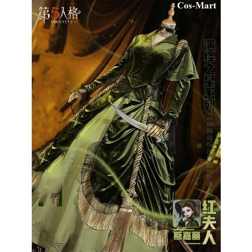 Game Identity V Mary Madame Red Cosplay Costume Fashion Gorgeous Romantic Green Formal Dress Activity Party Role Play Clothing