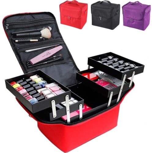 Cosmetic Cases Makeup Box Travel Beauty multi-layer manicure hairdressing embroidery Tattoos Nail polish tool Storage Organizer