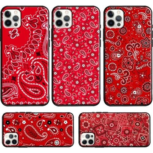 Red Bandana Paisley For iPhone 11 12 Pro Max mini Case For iPhone XR X XS Max SE 2020 6S 7 8 Plus Coque