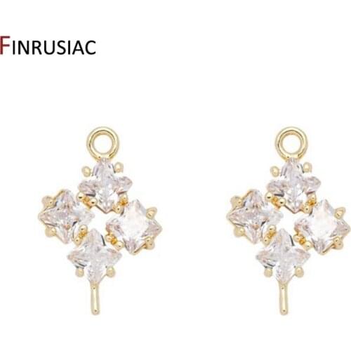 Creative Jewelry Making Supplies 14K Gold Plated Inlaid Zircon Star Bouquet Pendant For Earrings Charms Findings Components