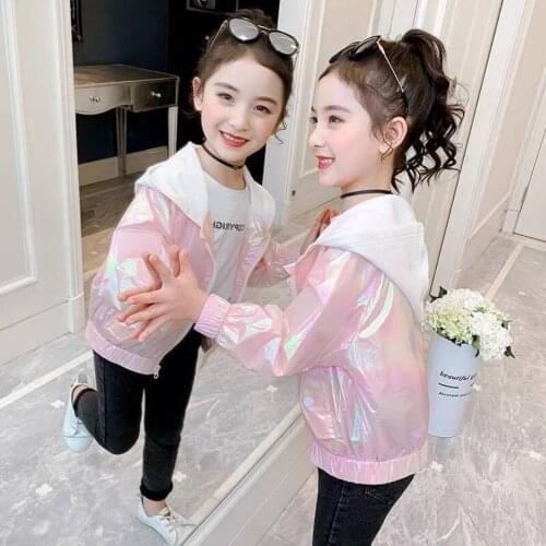 Hot Sell Kids Coats Fashion 2020 Spring Autumn Causal Girls Clothing 2 Colors Hooded Jackets Children Outerwear Age For 4-13 Yrs