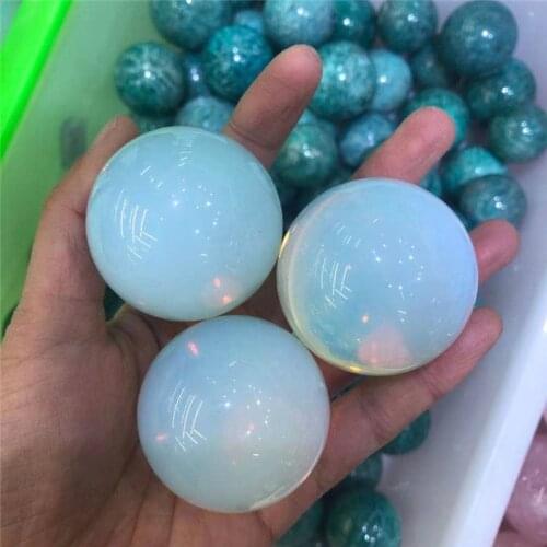 Quartz crystal White Opal Ball Energy Stone Healing Sphere Decor gift
