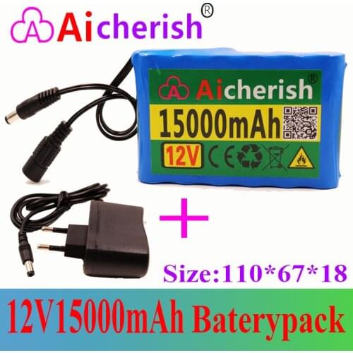 18650 Battery 12V 15Ah 15000Mah Lithium Ion Li-Ion Rechargeable 3S2P With 12.6V Charger + Bms Batteries Pack Protection Board