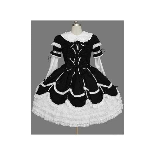 LLT032) Lolita Dresses Long Sleeveless Sweet Lolita Short Dress Ball Gown Fancy Prom Dress Halloween Party Masquerade Costumes