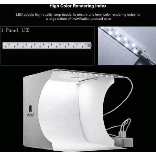 PULUZ 20*20cm 8 Mini Folding Studio Diffuse Soft Box Lightbox With LED Light Black White Photography Background Photo Studio box