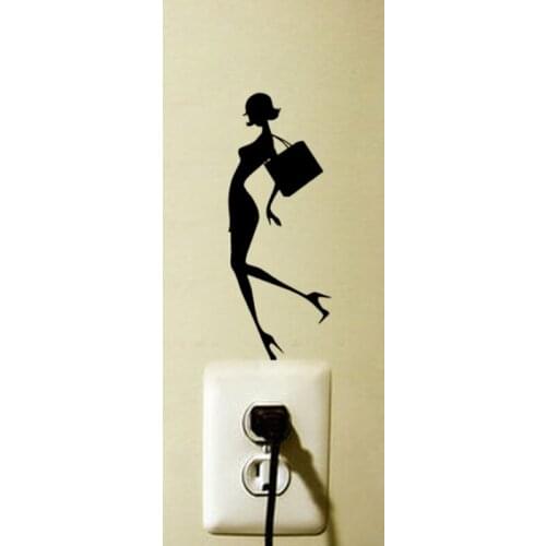 Fashion Girl Woman Accessories Wall Sticker Vinyl Decor Switch Decal 6SS0420