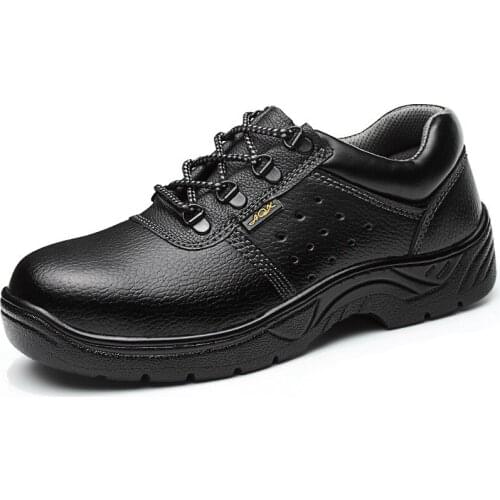 Men leisure breathable steel toe covers working safety shoes worker tooling security shoe summer soft leather safe boots protect