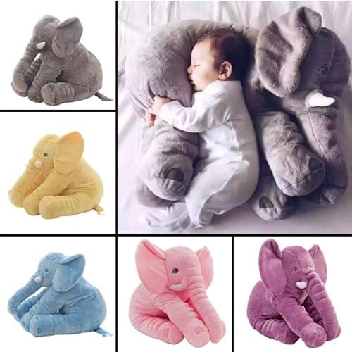 40cm / 60cm Elephant Stuffed Toy Baby Sleep Plush Elephant Pillow Animal Soft Plush Doll Baby Backrest Pillow Childrens Gift