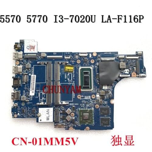 NEW I3-7020U LA-F116P Dell Inspiron 15-5570 / 17-5770 Laptop Notebook Motherboard CN-01MM5V 1MM5V Mainboard 100% tested