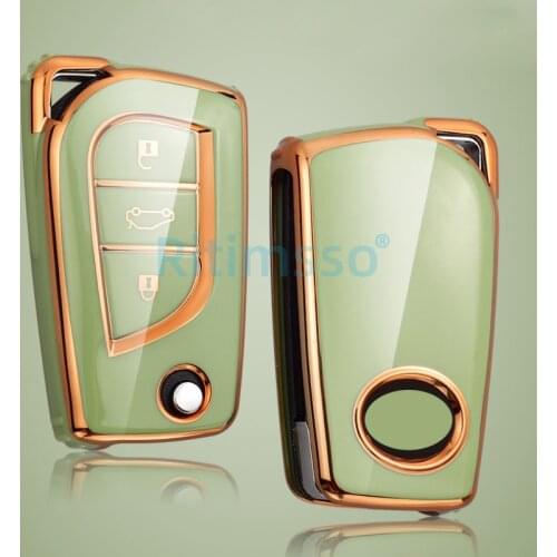 New TPU Car Key Cover Case Shell Set Protector for Toyota Aygo Yaris Highlander Camry RAV4 2/3 Buttons Flip Blade Key Holder