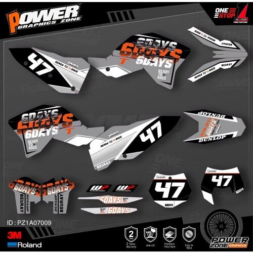 PowerZone Custom Team Graphics Backgrounds Decals 3M Stickers Kit For KTM SX SXF MX 07-10 EXC XCW Enduro 08-11 125 to 500cc 09