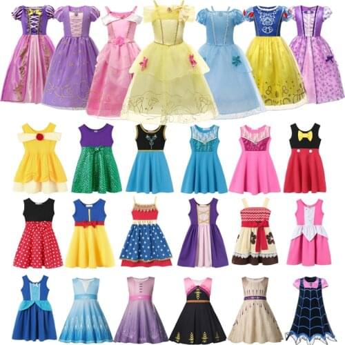 Hot Snow Queen Elsa Princess Girls Dress Halloween Vampire Cosplay Costume Kids Rapunzel Minnie Mickey Dress up Vestidos Clothes