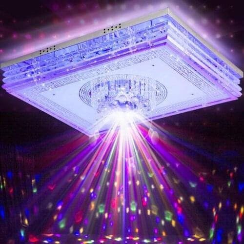 Rectangular living room crystal lamp home smart creative music Bluetooth colorful led ceiling lamp bedroom lighting led fixture